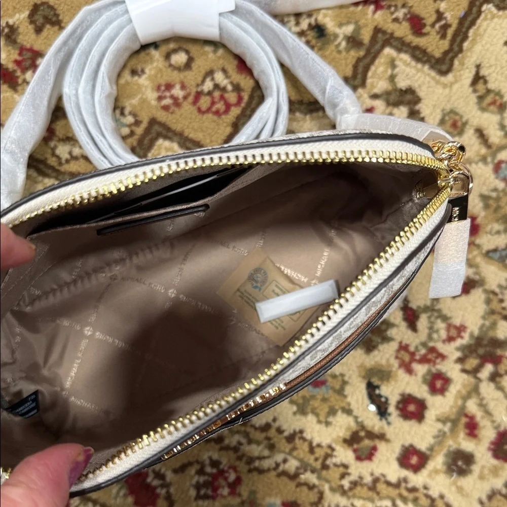 Michael Kors Cream and Brown Crossbody Bag